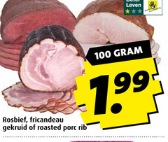  100 leven rosbief fricandeau gekruid roasted porc rib 