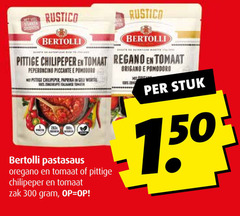  300 rustico rustica bertolli pittige chilipeper tomaat peperoncino piccante pro paprika worth pastasaus oregano zak pomodoro stuk 