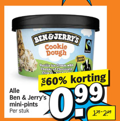  ben and jerrys ijsspecialiteit cookie dough vanilla ice cream with chunks chocolate chip spoon inside fairtrade 60 mini pints stuk 