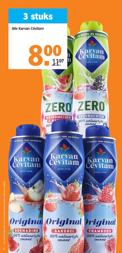  karvan cevitam limonadesiroop 2 3 31 100 1948 productvarianten combineren stuks suiker calorieen zero watermeloen bosvruchten natuurlijke favoriet nederland original grenadine aardbei framboos 