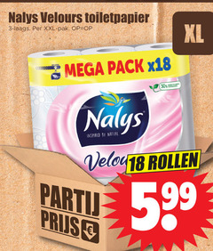  nalys toiletpapier 3 50 velours xxl pak mega pack x18 inspired by nature xl rollen 