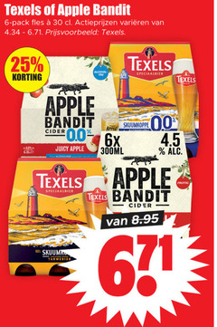  apple bandit texels appelcider speciaalbieren 6 25 30 671 pack fles varieeren 0.0 alcohol speciaalbier cider skuumkoppe 6x juicy tarwebier 300ml 00 fruitig 