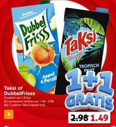  dubbelfrisss taksi fruitdrank 1 2 conserveermiddelen dubbel frisss pakken liter appel perzik varieeren tropisch fruit 