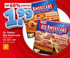  dr oetker diepvriespizza 60 americans dr. big soorten xxl nutri score outside soft inside bbq chicken topped with breast and cheese dr.oetker crispy texas salami mozzarella 