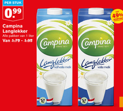  campina melk 1 stuk langlekker pakken liter halfvolle volle 