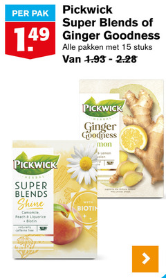  pickwick thee 15 150 pak super blends ginger goodness pakken stuks herbal lemon fusion ral shine camomile peach liquorice naturally caffeine free with supports system citroen 