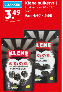  klene drop 2 90 1876 zakken suikervrij uitvinders honingsmaak honingbijtjes zoute ovaaltjes energie 100g kca zoetstoffen dierlijke gelatine 