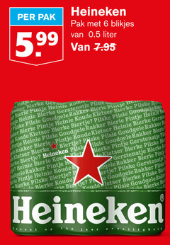  heineken blikjes bier 6 150 pak 5.99 liter kou pils goudgele rakker koude biertje gele serie jaar 