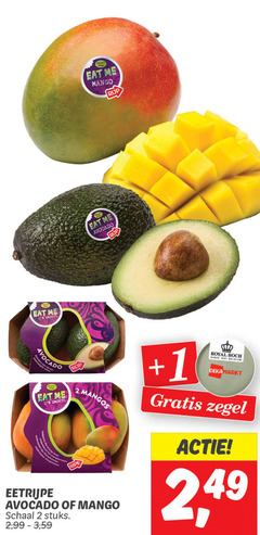  avocado mango 2 1x smooth natur pride rijp das eetrijpe ripe schaal stuks 99 3 1 royal boch since belgium zegel 