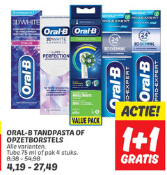  oral-b tandenborstel tandpasta 1 3 4 24 80 100 140 3d white verwijdert verkleuringen versterkt beschermt oppervlakkige vitalize oral b advanced luxe geavanceerde whitening ontworpen busch bewezen pro expert zachte hunt professioneel frisse munt cross action uur cleanmaximiser bescherming intense reiniging professionele verwijdering preventie cool peppermint bristle technology signals time to change for best clean whole mouth cleaning removes up braun pro-expert 1x4 pack opzetborstels tube ml pak stuks 8 19 27 