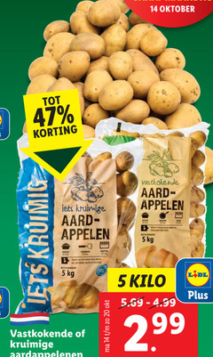  aardappelen 5 14 20 kruimig oktober vastkokende aardappelschijfjes appelen kruimige koken min stampen vallen lets uiteen zacht gewicht poffen roken bakken stevig behouden kilo 2 99 