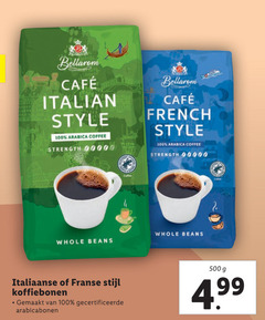  bellarom koffiebonen 100 500 mcafee italian style arabica coffee strength french whole beans italiaanse franse stijl gemaakt gecertificeerde arabicabonen 