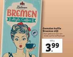  bellarom koffie 500 bremen style coffee gemalen stijl kort gebrand milde zachte koffiesmaak 3.99 