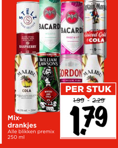  william lawsons bacardi hard seltzer mixdrank 151 250 raspberry spiced gold cola malibu whisky and mix drankjes blikken premix ml gordon premium fine stuk 