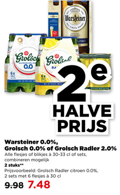  warsteiner grolsch alcoholvrij bier 2 6 30 6x seit pilsener das isotonisch 0.0 peter fris frisse wahre 2e halve radler 2.0 blikjes combineren stuks citroen 