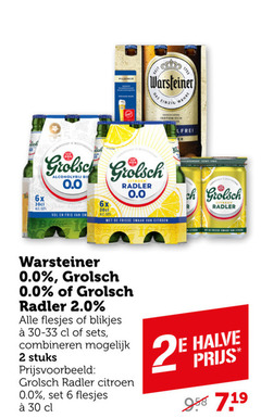  grolsch warsteiner alcoholvrij bier 2 6 30 pilsener das einzig wahre isotonisch 6x 0.0 radler fris frisse citroen 2.0 blikjes combineren stuks halve 