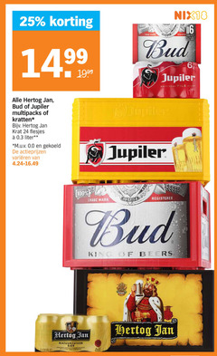  hertog jan jupiler bud krat bier blikjes 5 6 16 18 24 25 100 multipacks kratten liter gekoeld varieeren trade amerika register reserva hell come pils america king beers natuurzuiver 