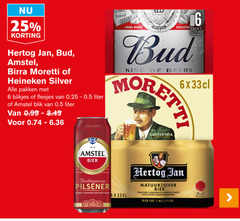  heineken silver bud hertog jan amstel blikjes bier flesjes 1 5 6 16 25 33 1870 moretti pakken 0.25 liter blik trade america asia register biere king beers ricetta stel conditie traditiegetrouw pilsener volmout natuurzuiver traditioneel water granen hopsoorten gerard meesterbrouwer 