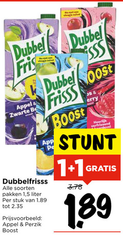  dubbelfrisss fruitdrank 1 dubbel fris appel zwarte be soorten pakken 5 liter stuk perzik boost oost frisss verfrissend 