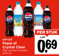  pepsi crystal clear cola fruitdrank 500 soorten flessen ml stuk 69 