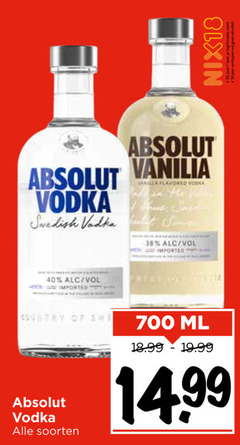  absolut wodka 18 40 700 nix18 jaar vodka vanilia swedish imported country soorten ml 