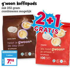  gwoon koffiepads 1 2 3 36 zak combineren dark dag zakken regular rood 