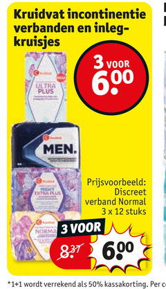  1 3 12 50 600 kruidvat incontinentie verbanden inleg kruisjes ultra 60 men discreet verband normal norma stuks 