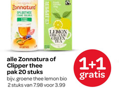  zonnatura clipper thee 1 2 20 oplosthee tisane lemon organic green tea pak stuks groene bio 3.99 