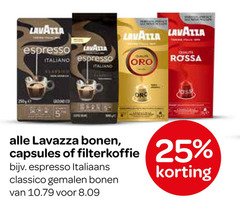  lavazza koffie koffiecups koffiebonen 25 espresso italiano rossa italia bonen capsules filterkoffie italiaans classico gemalen 