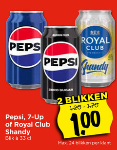  royal club 7-up pepsi frisdrank cola 2 7 24 33 up andy shandy blik zero sugar blikken 1 00 