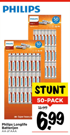  philips batterijen 50 lips super longlife aa aaa pack 