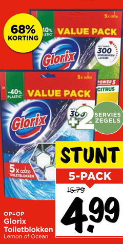  glorix toiletblok 5 10 300 5x pack plastic power citrus servies zegels coco toiletblokken lemon ocean 