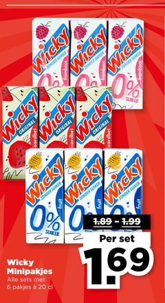  wicky fruitdrank 6 20 suiker original aardbei framboos minipakjes fruit 