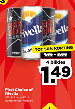  first choice rivella frisdrank cola 4 25 50 original zero calories sugar origin licht spray blikjes combineren 