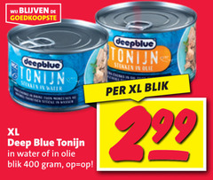  deepblue tonijn in blik 400 xl water deep blue olie stukken 