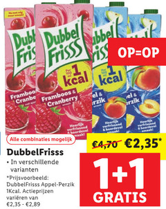  dubbelfrisss fruitdrank 1 dubbel fris framboos cranberry perzik combinaties appel varieeren 2 35 boordevol 4 