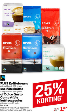  plus huismerk koffiebonen koffie dolce gusto capsules 1 6 12 16 25 250 500 fairtrade lungo dark stuks 100ml bereid snelfiltermaling roodmerk zacht cappuccino kopje zakken snelfilterkoffie pakken compatible koffiecapsules dozen stuk filterkoffie pak 