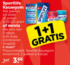  1 2 4 50 sportlife kauwgom pakken stuks potten mints blikjes combineren pack smashmint 