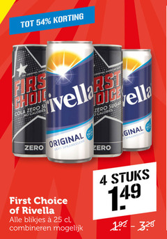  first choice rivella frisdrank cola 4 25 original zero calories american tas licht sprankelend sugar blikjes combineren stuks 