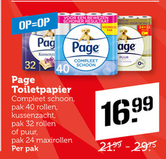  page toiletpapier 24 32 40 bewezen resultaat schoon pak rollen kussenzacht puur maxirollen voordeel huid visage 