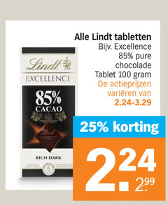  lindt chocolade 25 100 excellence cacao dark tabletten tablet varieeren 