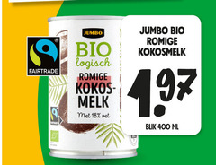  jumbo huismerk kokosmelk 18 400 r bio logisch fairtrade romige melk vet blik ml 