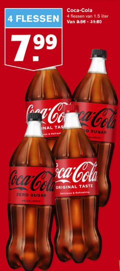  coca-cola cola 4 flessen coca liter tas refresh sugar calories zero original taste refreshing 