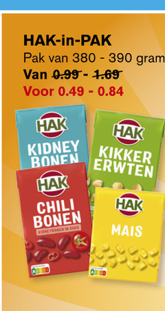  hak bonen pak kidney kikker erwten chili kidneybonen saus mais 