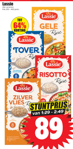  lassie rijst 8 64 100 250 450 pak tover droge korrel min gele risotto zilver vlies r volkoren variatie oosterse biefstuk tip zacht 