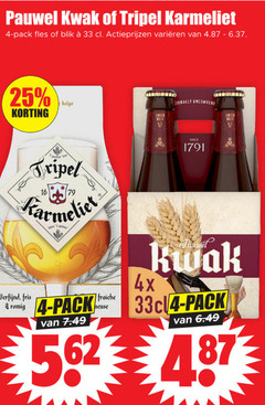  pauwel kwak karmeliet speciaalbieren 4 5 16 25 33 tripel pack fles blik varieeren belge since verfijnd fris fraiche 4x 