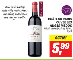  rode wijn volle cassis bes vleugel vanille cadis medoc rood cuvee les anges frankrijk fles 7 5 99 