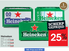  heineken 0.0 silver krat bier 1 24 25 30 alcohol free pilsener since refreshing scherp geprijsd 