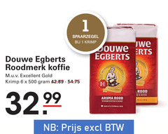  douwe egberts koffie 1 6 17 500 roodmerk excellent gold krimp ouwe meester joure aroma rood evenwichtig rond snelfiltermaling erts branders maling 