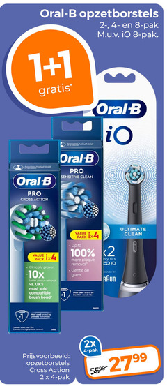  1 2 4 8 12 100 oral b opzetborstels pak pro cross action sensitive clean pack 1x4 clinically proven 10x removal sold compatible brush head up to gentle gums brand by braun ultimate 2x 